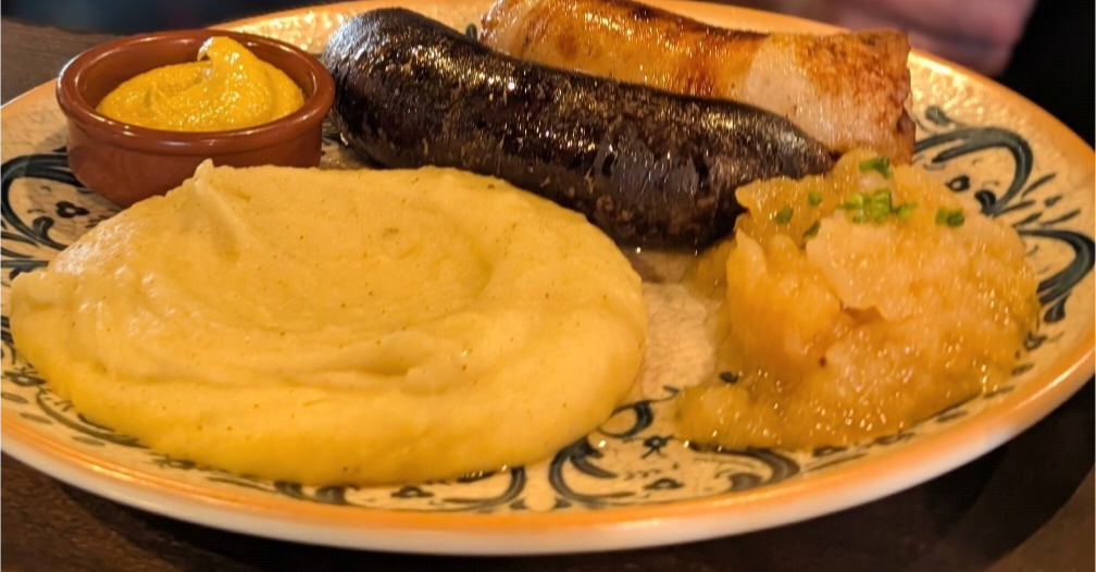 Lundi : Boudin noir, purée & compote | 14€90